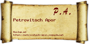 Petrovitsch Apor névjegykártya