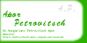 apor petrovitsch business card